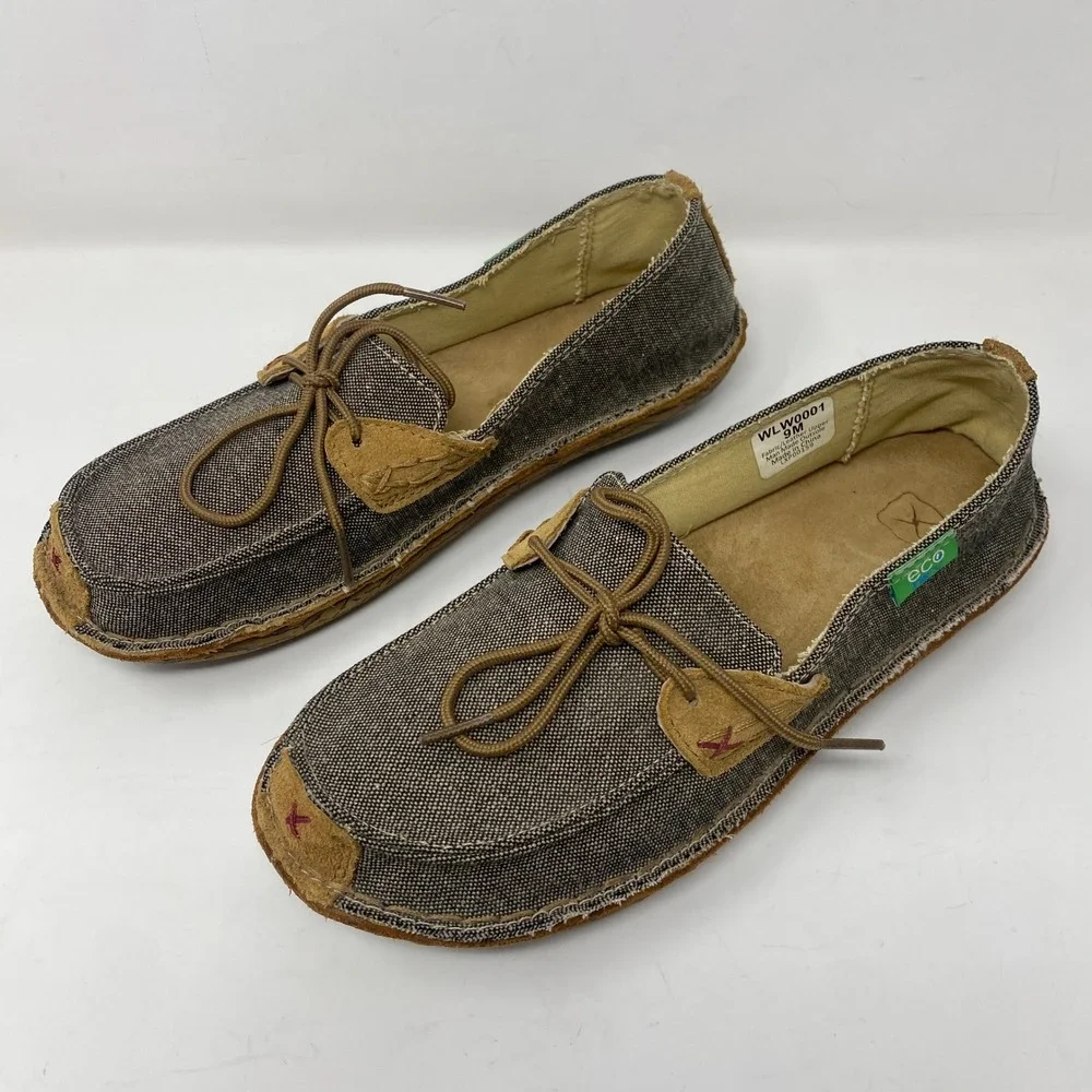 Twisted X Mens 9M Loafers Brown Canvas Leather EcoTWX WLW0001‎ Casual Moccasins